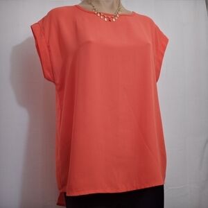 𝅺TACERA Orange Short Sleeve Top Women's Size Medium